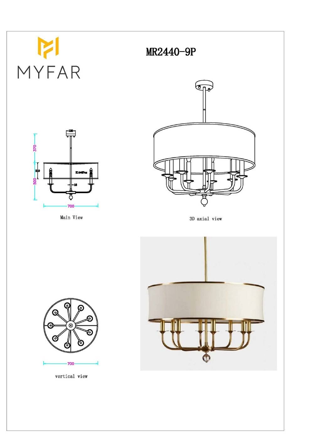 MR2440-9P Потолочная люстра MyFar Maria MR2440-9P