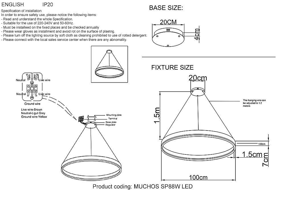 MUCHOS SP88W LED GOLD Подвесная люстра Crystal Lux Muchos MUCHOS SP88W LED GOLD