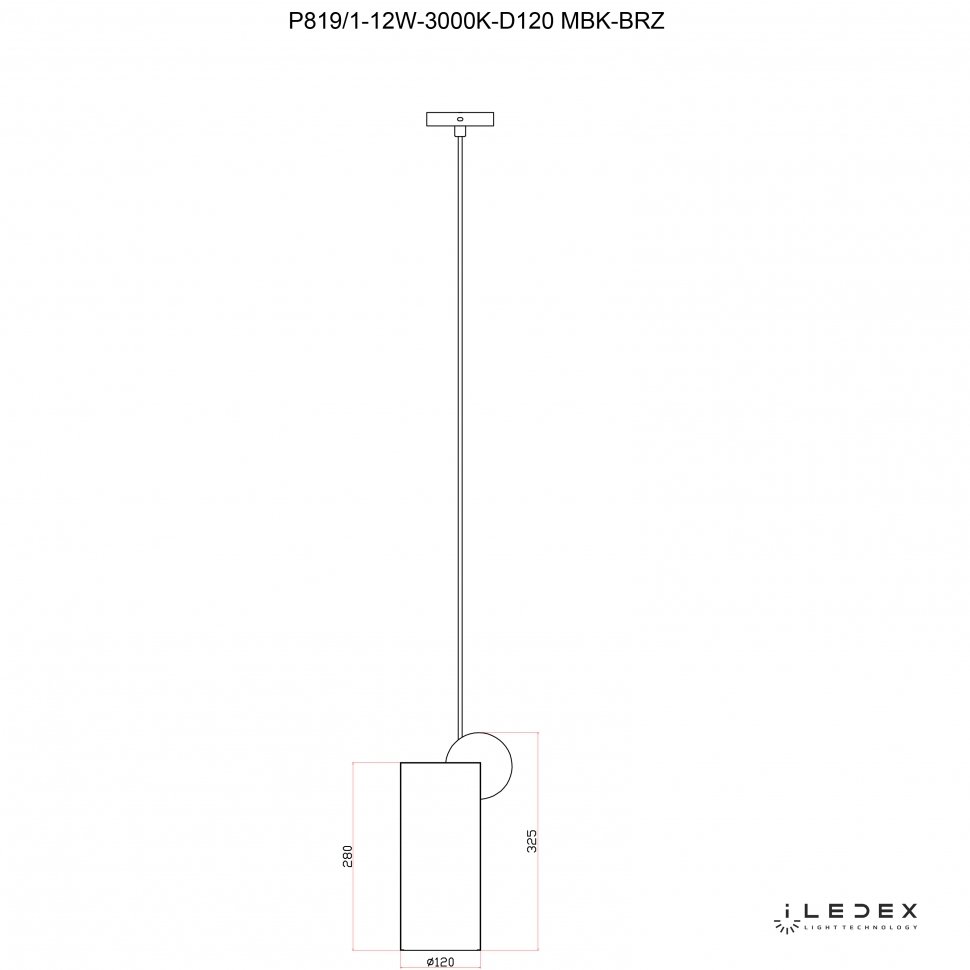 Светильник подвесной ILedex Play P819/1-12W-3000K-D120 MBK-BRZ
