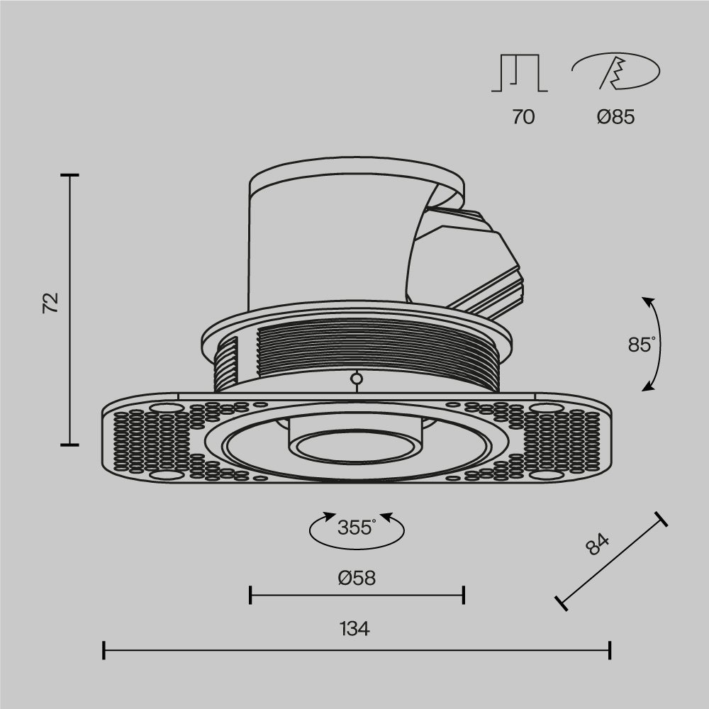 DL127-8W3K-TRS-W Встраиваемый светильник Focus LED mini Maytoni DL127-8W3K-TRS-W