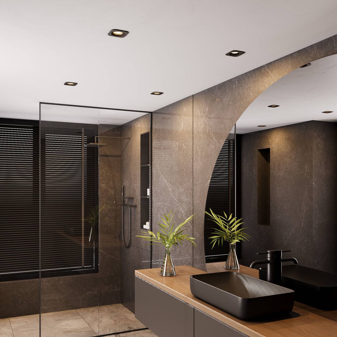 15276/LED 10W 3000K черный IP44 Встраиваемый светильник Elektrostandard Tetro 15276/LED 10W 3000K черный IP44