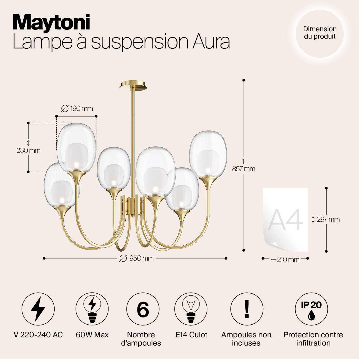 MOD016PL-06BS Потолочная люстра Maytoni Aura MOD016PL-06BS