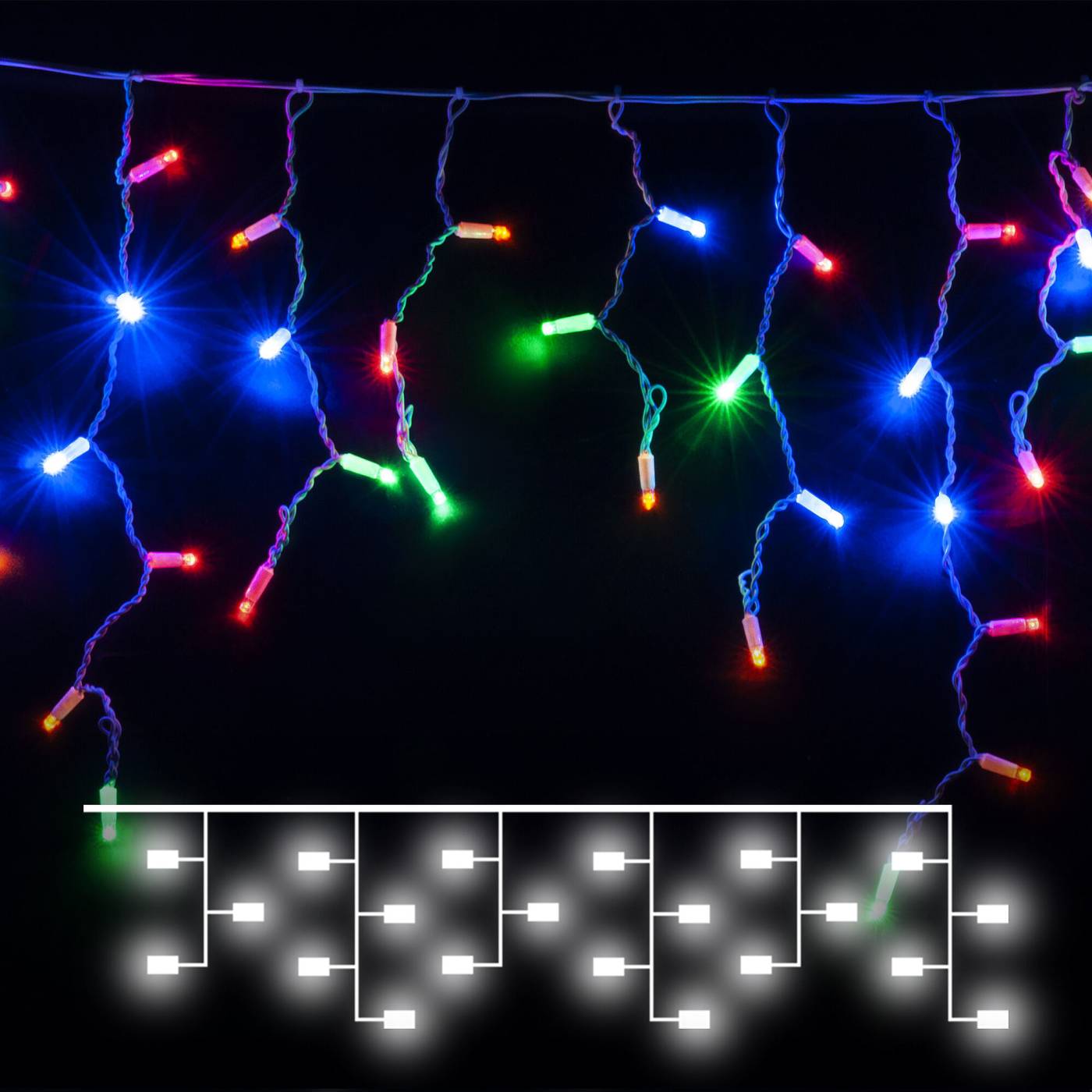 100-101 мульти 3*0,6м IP65 Гирлянда-дождь Eurosvet 100-101 100-101 мульти 3*0,6м IP65