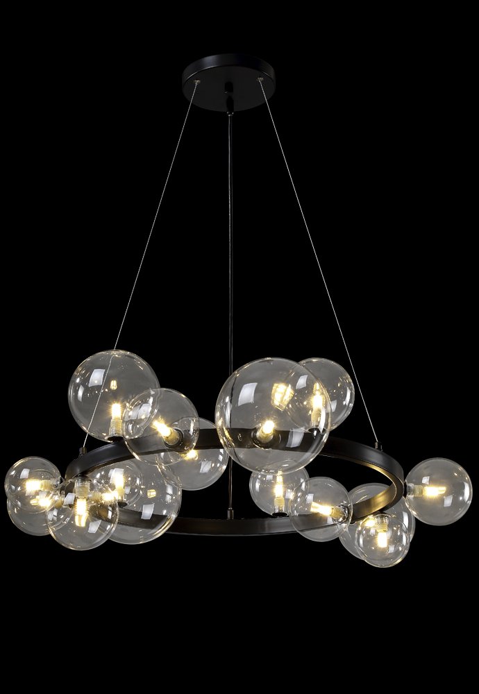 Подвесная люстра Crystal Lux Agata AGATA SP15 V2 BLACK/TRANSPARENTE