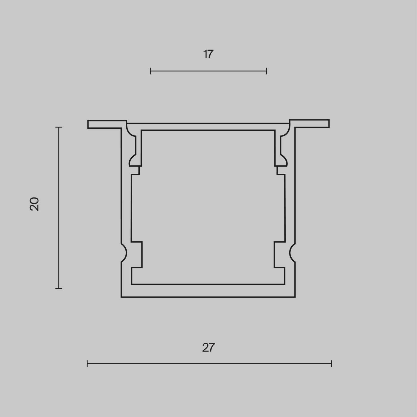 ALM-2720-S-2M Алюминиевый профиль встраиваемый 27x20 Maytoni Алюминиевый профиль ALM-2720-S-2M