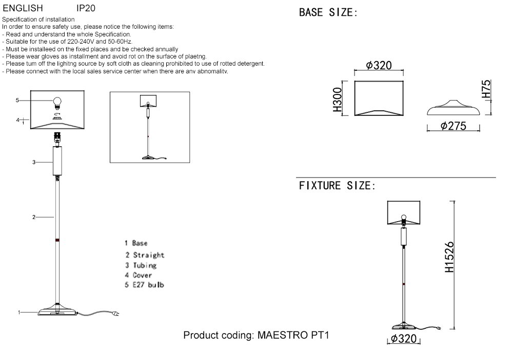 Торшер Crystal Lux Maestro MAESTRO PT1 CHROME