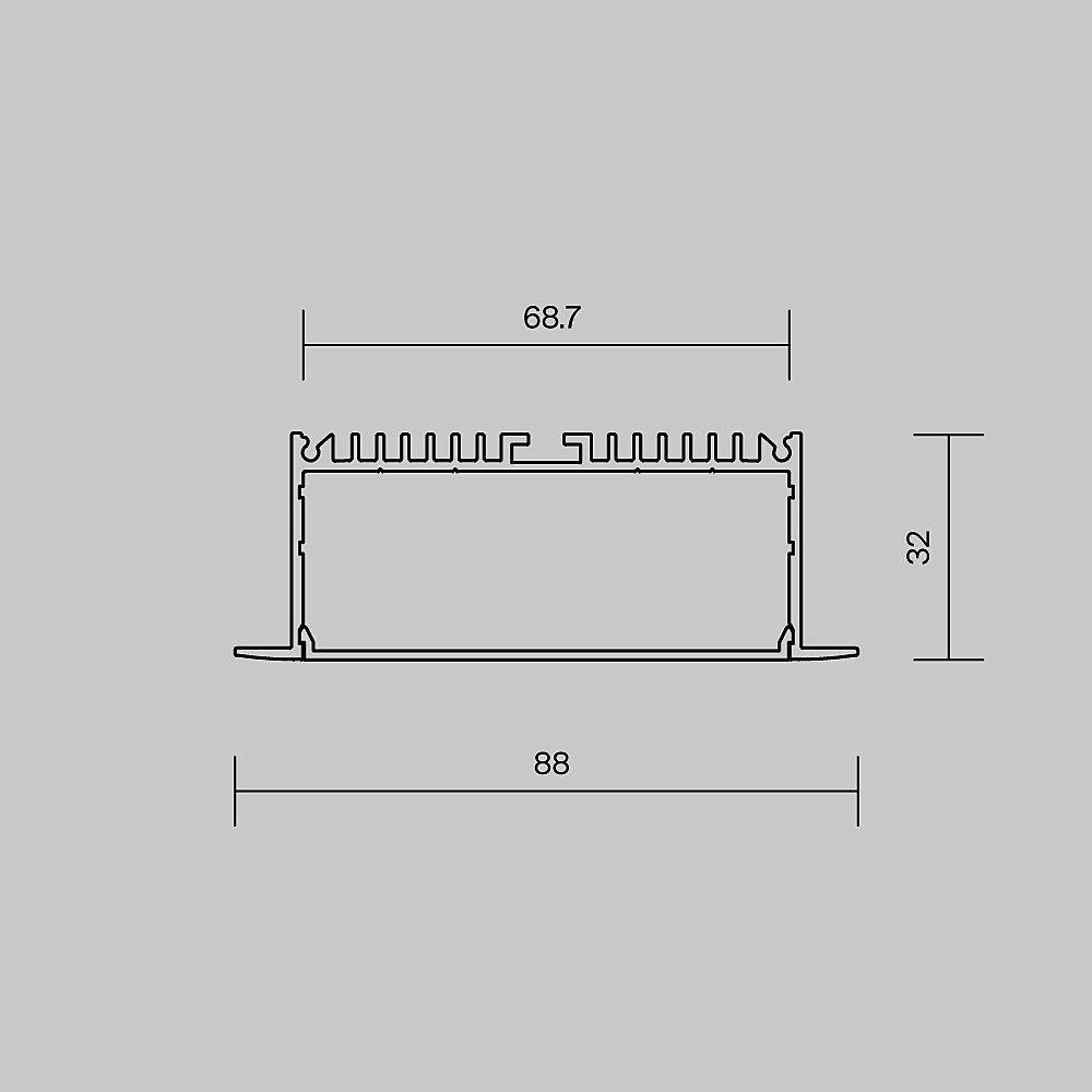 632007 Алюминиевый профиль встраиваемый ALM-8832-S-2M Maytoni Встраиваемый с накладным фланцем профиль 632007
