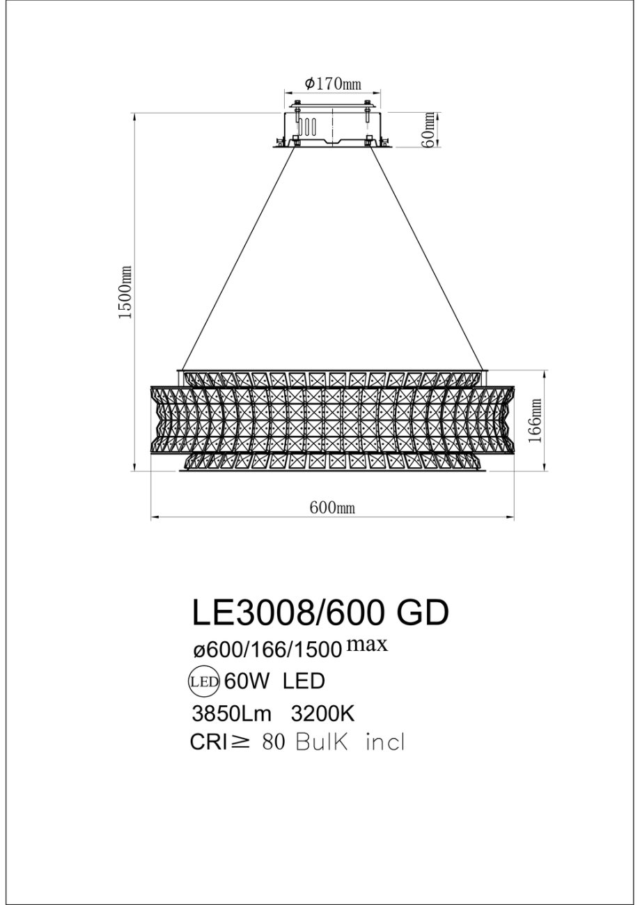 LE3008/600 GD Подвесная люстра LEON Aurelie LE3008/600 GD