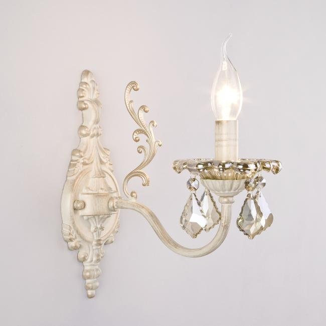 3281/1 белый с золотом/тонированный хрусталь Strotskis Настенное бра Eurosvet Elisha 3281/1 белый с золотом/тонированный хрусталь Strotskis