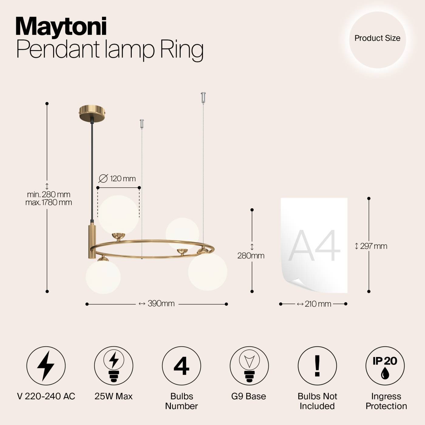 MOD013PL-04BS1 Светильник подвесной Maytoni Ring MOD013PL-04BS1