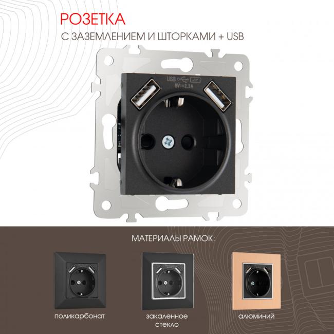 203.47-1.black Розетка Arte Milano Am-203 203.47-1.black