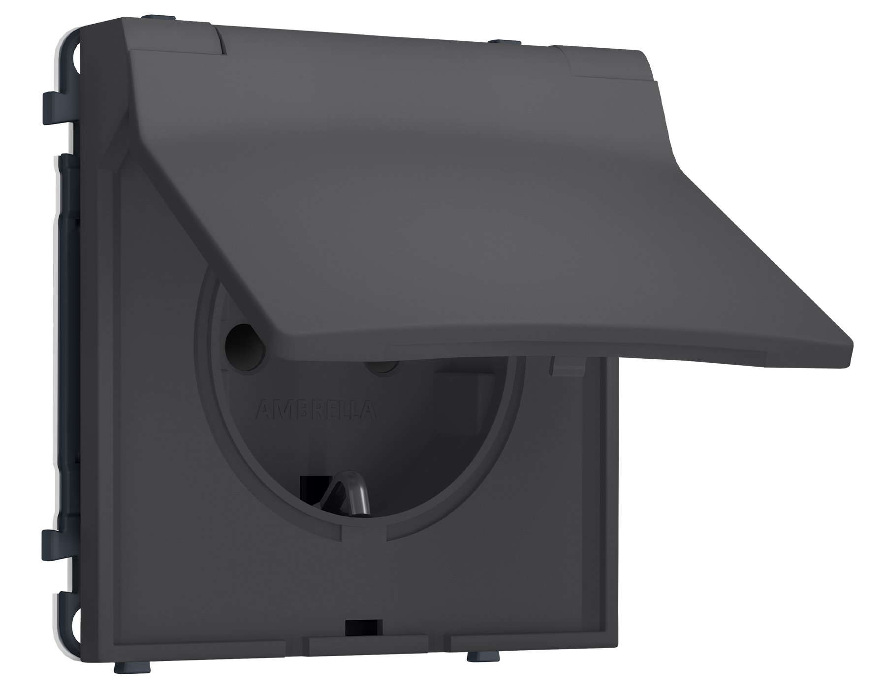 MS908010 MS908010 Комплект механизма электрической розетки SIGMA Графит Мягкое касание 50Hz 2P+E с/з с/ш и крышкой IP44 16A-250V QUANT PRO (SP9080, PR141)