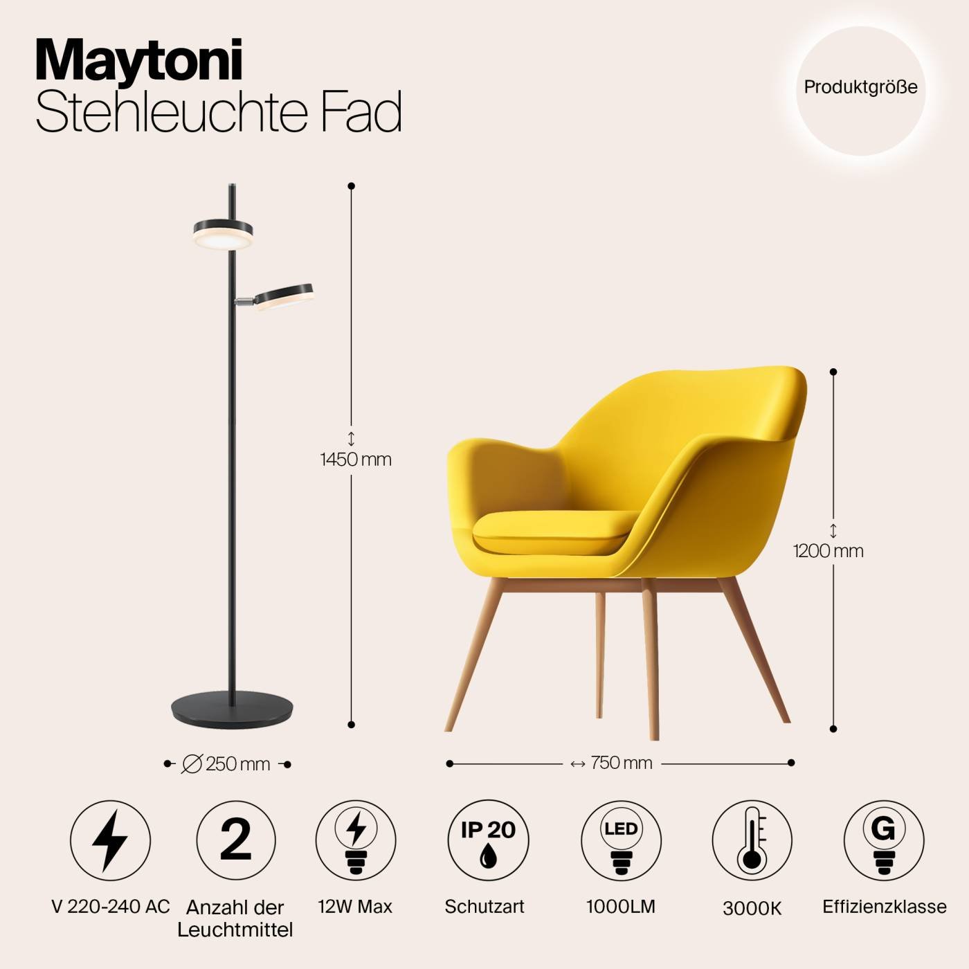 MOD070FL-L12B3K Торшер Maytoni Fad MOD070FL-L12B3K