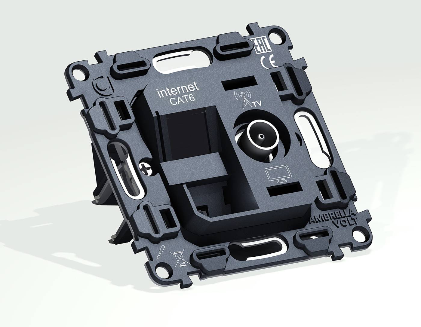 VM195 Механизм розетки компьютерной + TV оконечной RJ-45 Ambrella Volt QUANT VM195