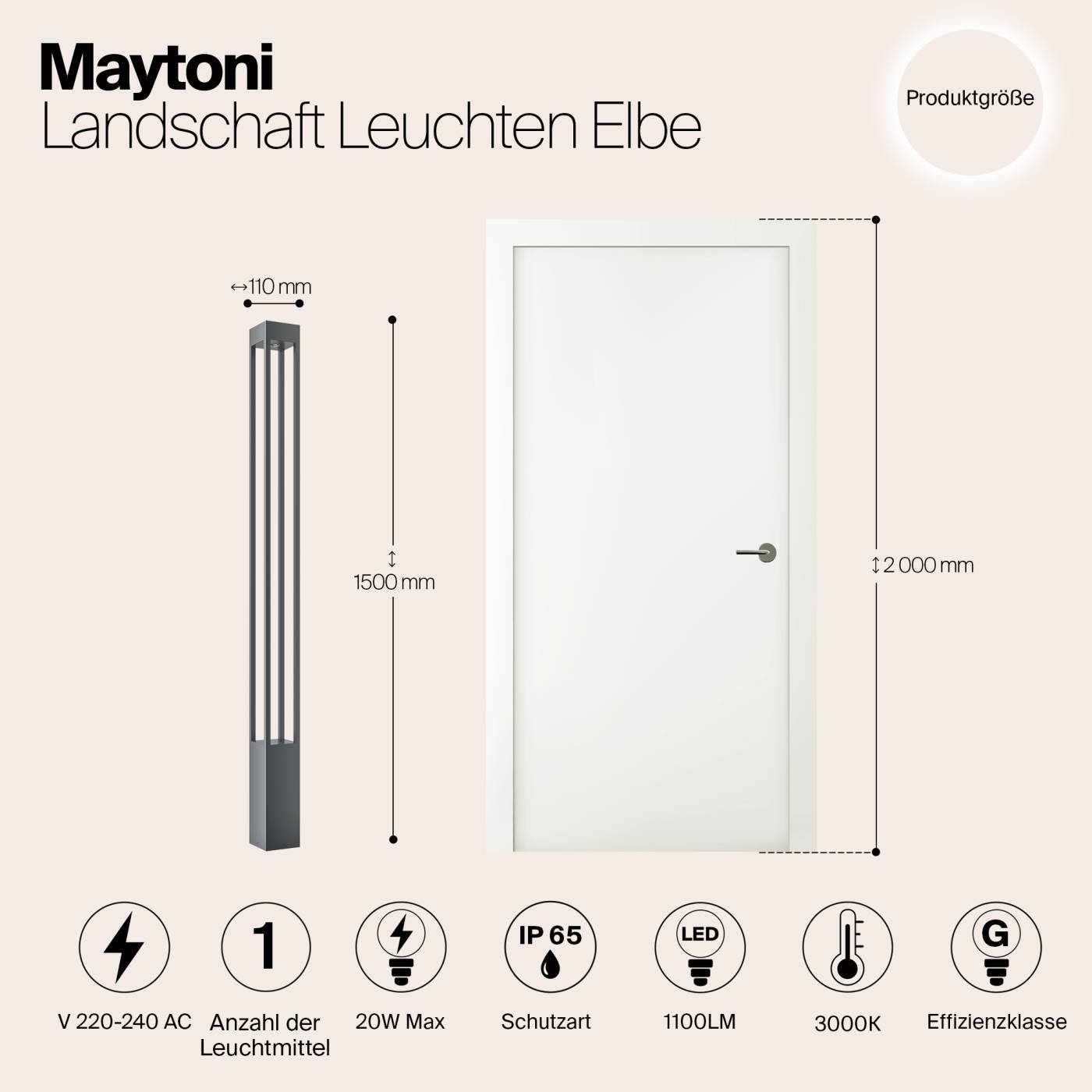 O424FL-L20GF Уличный наземный светильник Maytoni Elbe O424FL-L20GF
