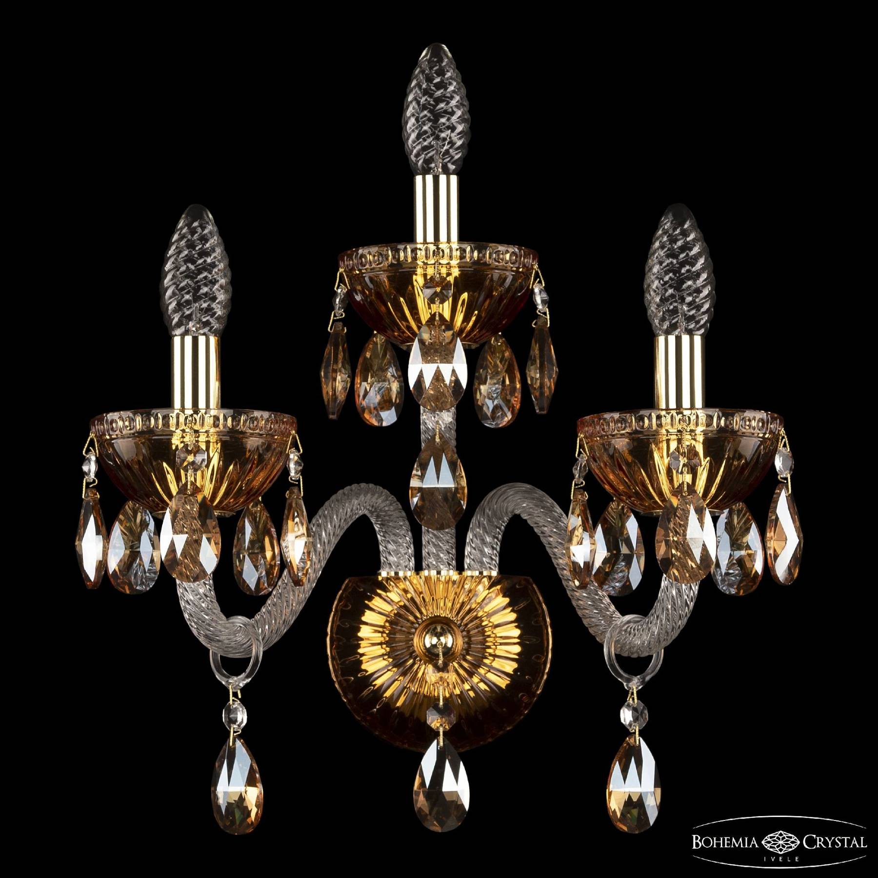 5417B/2+1/165 G Amber/M-1G K721 Настенное бра Bohemia 5417 5417B/2+1/165 G Amber/M-1G K721