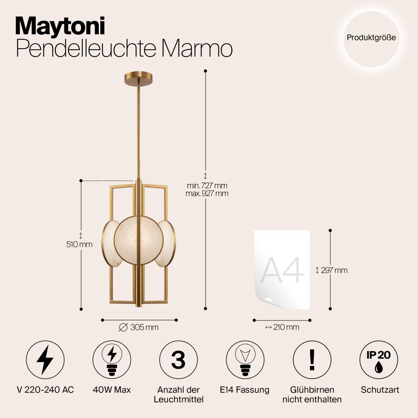 MOD099PL-03G Люстра на штанге Maytoni Marmo MOD099PL-03G