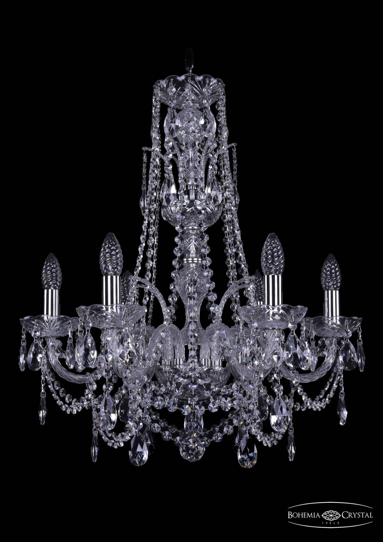 1411/6/195/XL-63 Ni Подвесная хрустальная люстра 1411 Bohemia 1411/6/195/XL-63 Ni
