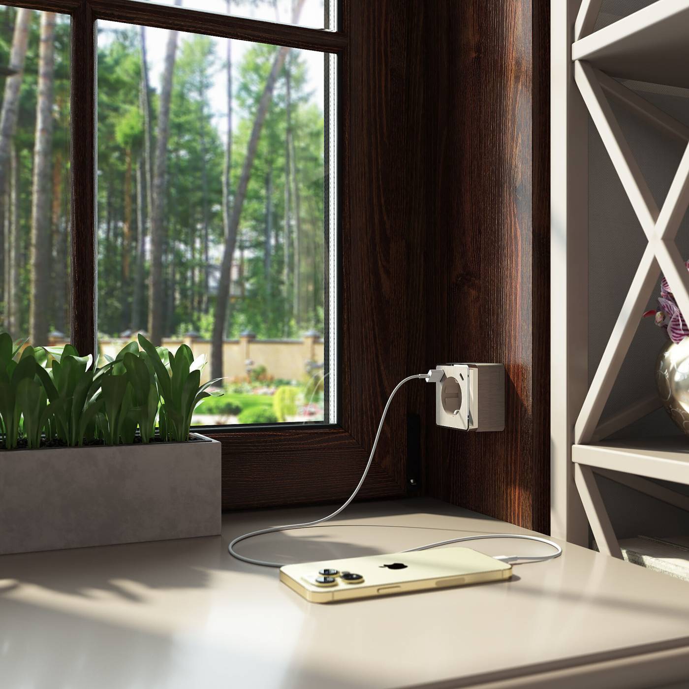 Розетка Werkel W5071710/ Розетка с заземлением, шторками и USB тип A+C Gallant (шампань рифленый)