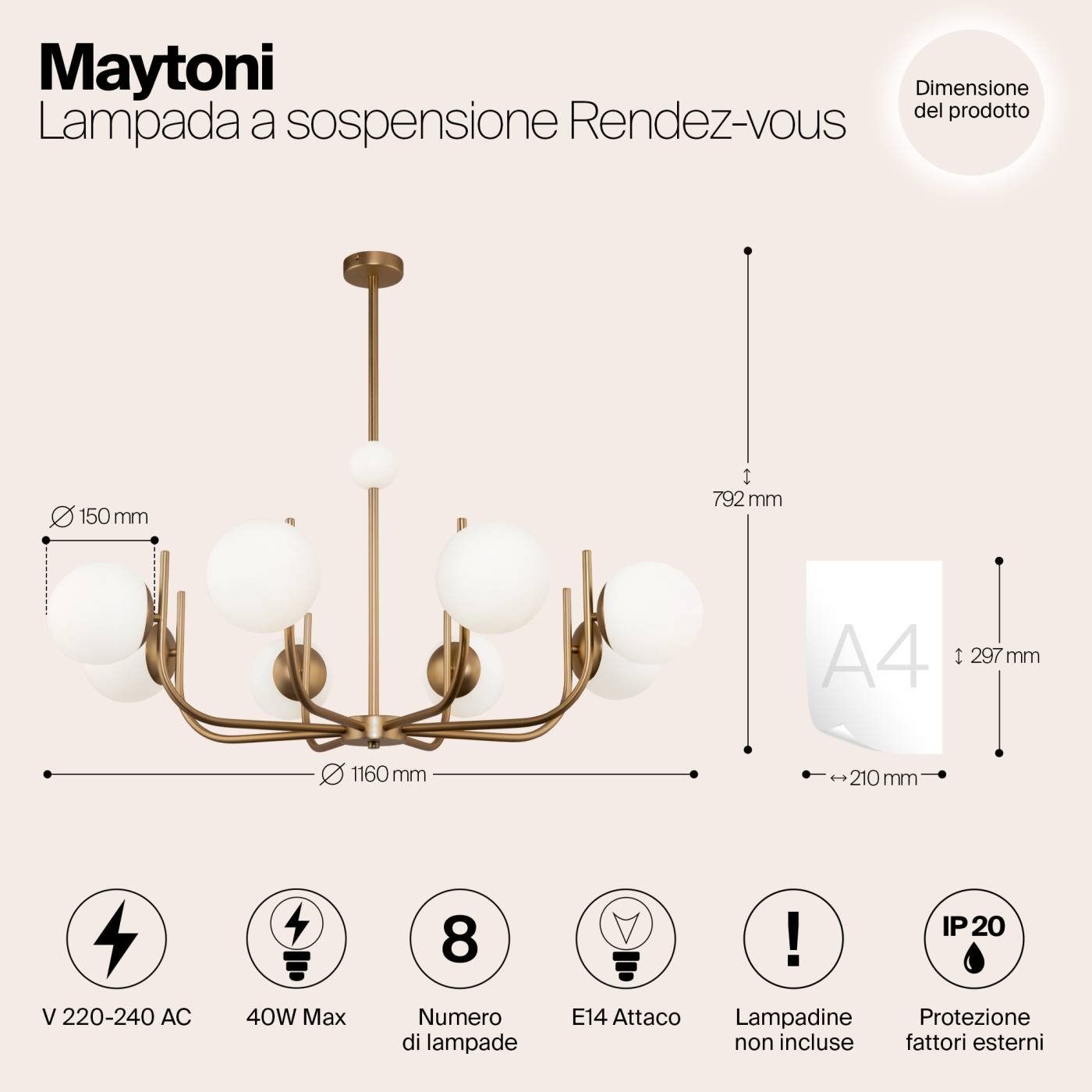 MOD109PL-08BS Люстра на штанге Maytoni Rendez-Vous MOD109PL-08BS