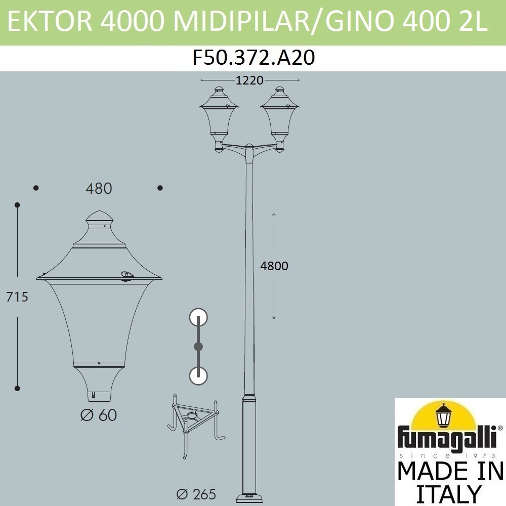 F50.372.A20.AXE27 Столб фонарный уличный Fumagalli Gino F50.372.A20.AXE27