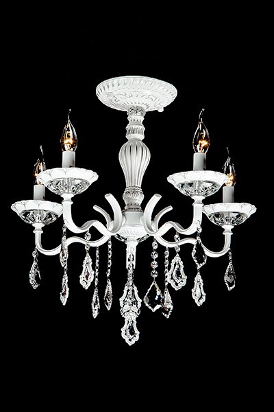 Потолочная люстра Eurosvet Эммануэль 10049/5 белый с серебром/прозрачный хрусталь Strotskis