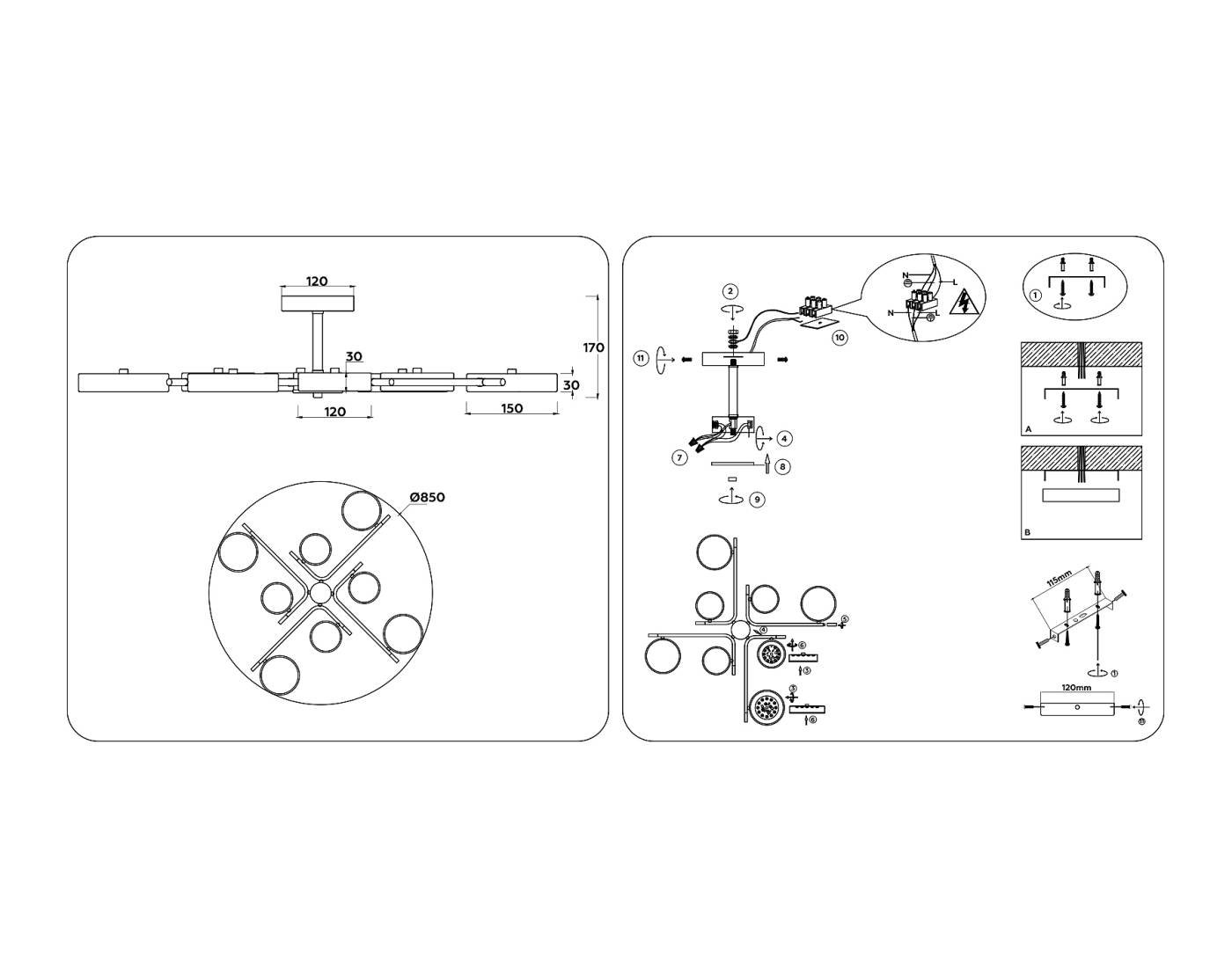 FL516339 Потолочная люстра Ambrella LineTech FL516339