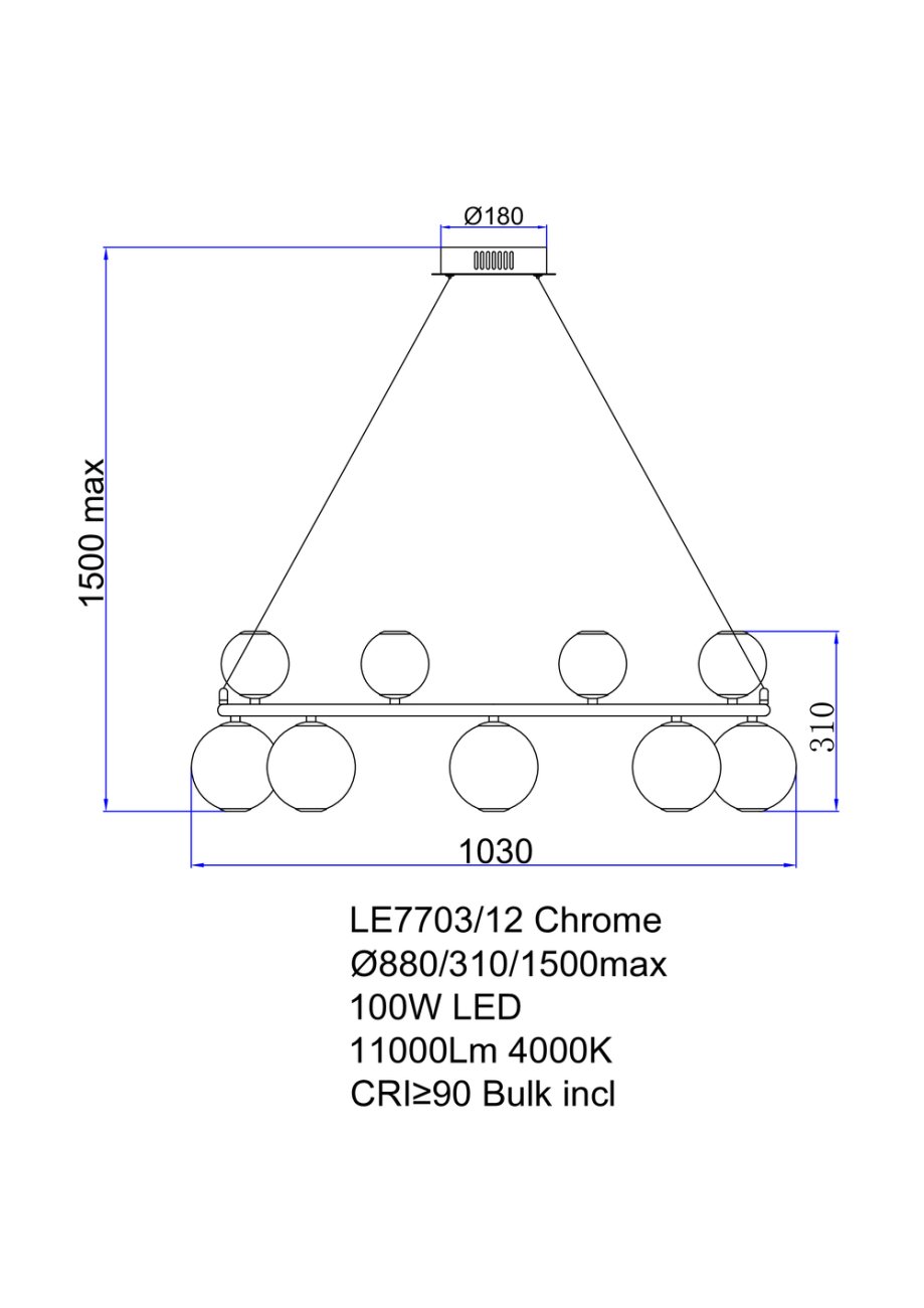 LE7703/12 Chrome Подвесная люстра LEON Aurore LE7703/12 Chrome