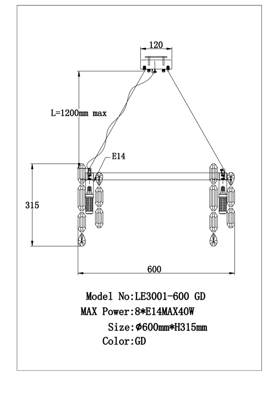 LE3001/600 GD Подвесная люстра LEON Elien LE3001/600 GD