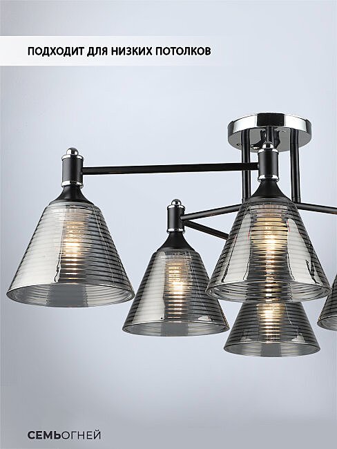 WD3619/6C-BK-CR-SMK Потолочная люстра Wedo Light Anneta WD3619/6C-BK-CR-SMK