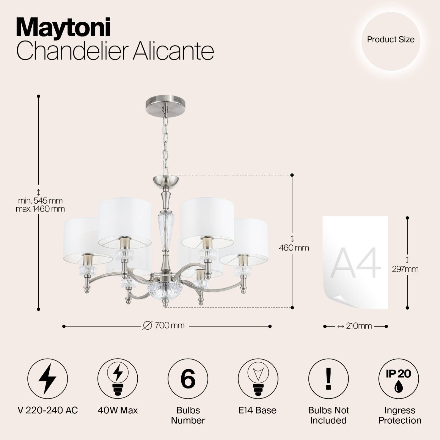 MOD014CL-06N Подвесная люстра Maytoni Alicante MOD014CL-06N