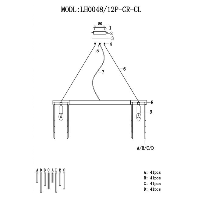 Подвесная люстра Lumien Hall Dzhillian LH0048/12P-CR-CL