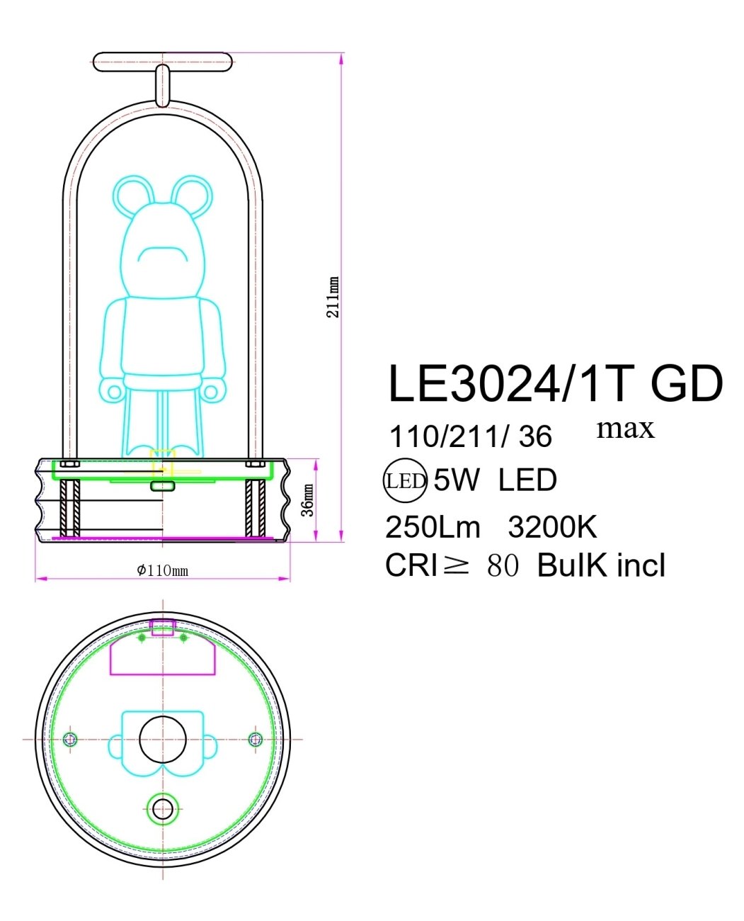 Настольная лампа LEON Joli LE3024/1T GD