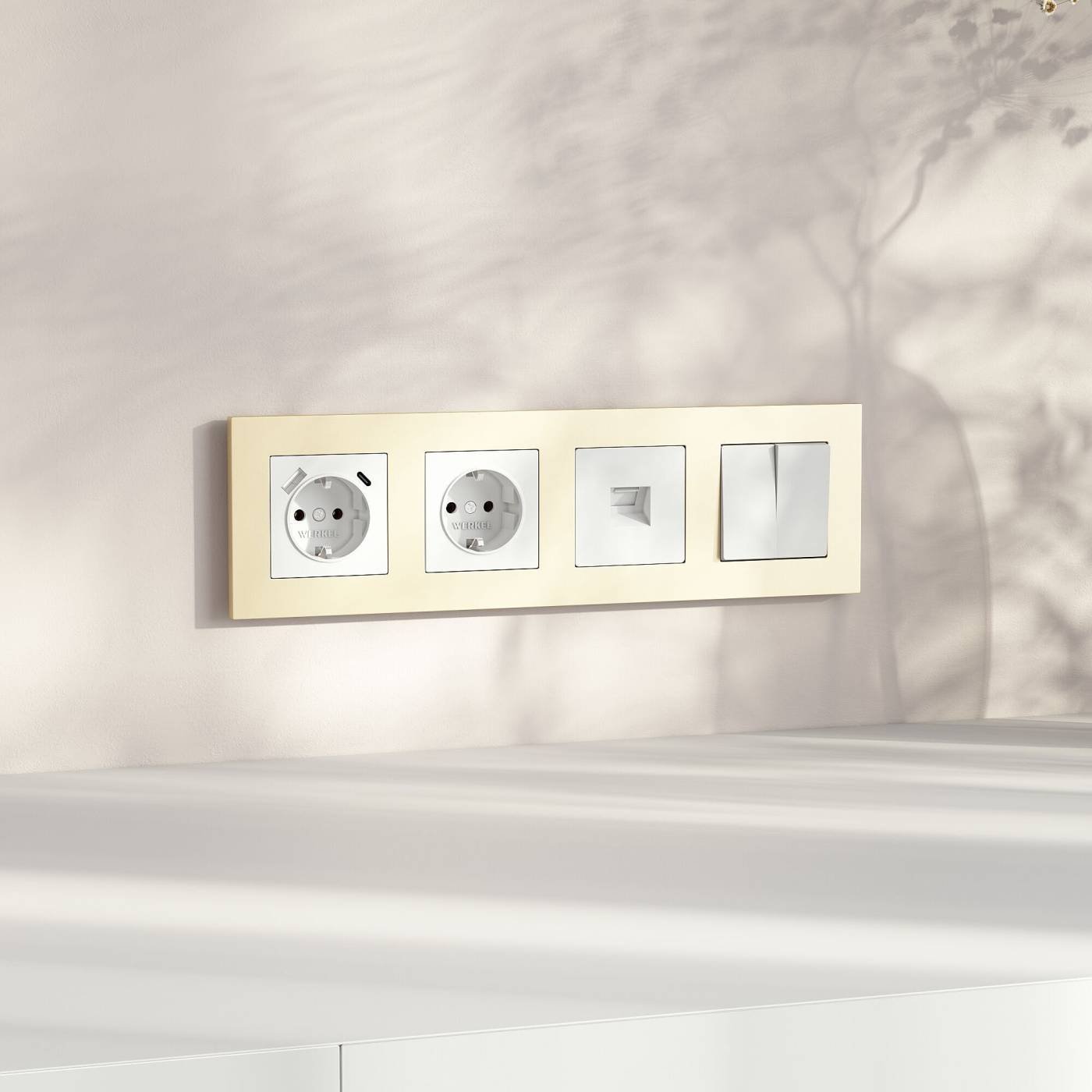 Рамка Werkel W0042911/ Рамка на 4 поста Slab (шампань софт)