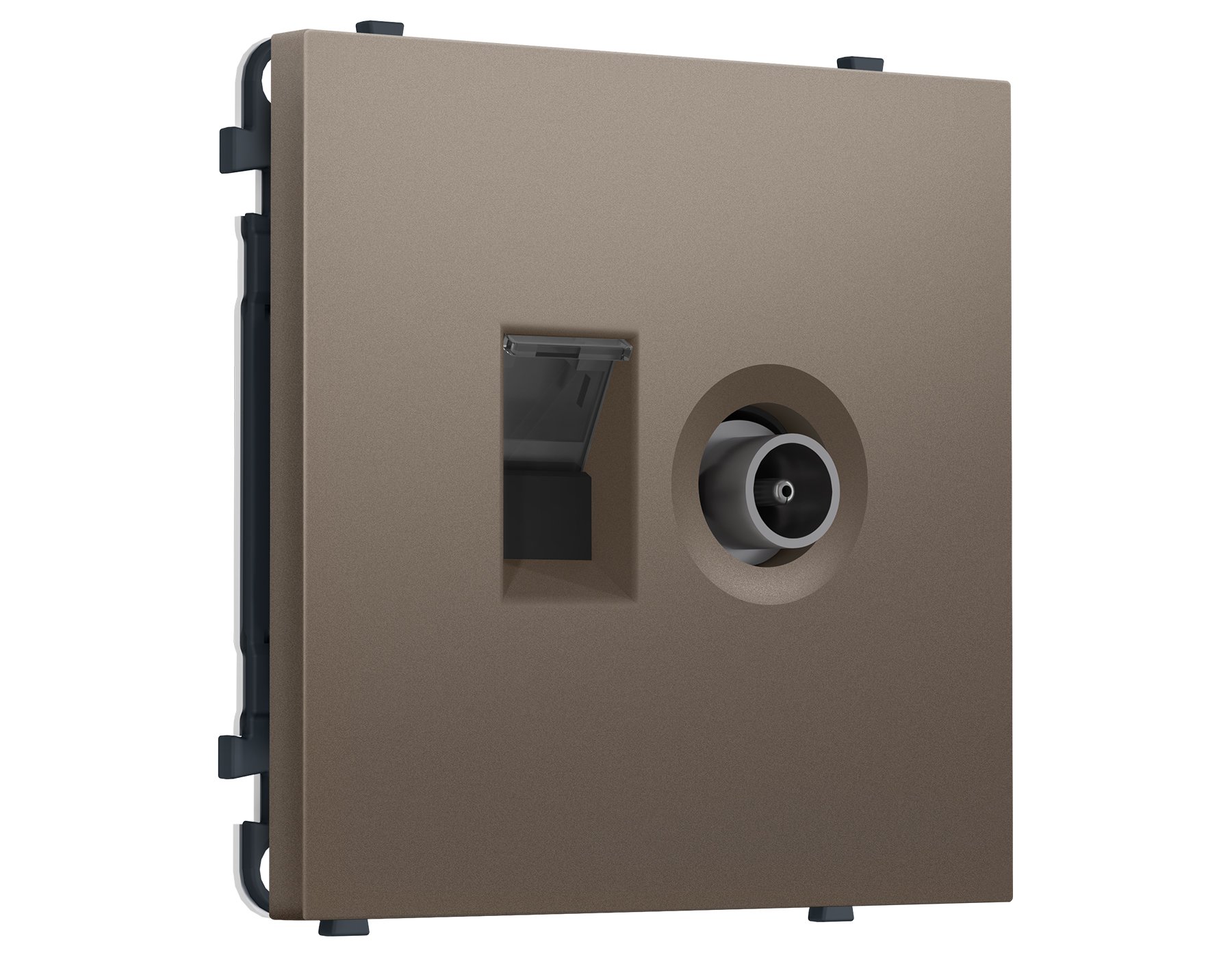 MS642510 MS642510 Комплект механизма розетки компьютерной + TV оконечной SIGMA Темная бронза матовый RJ-45 CAT6/50-870MHz 1dB с/ш QUANT PRO (SP6425, PR195)