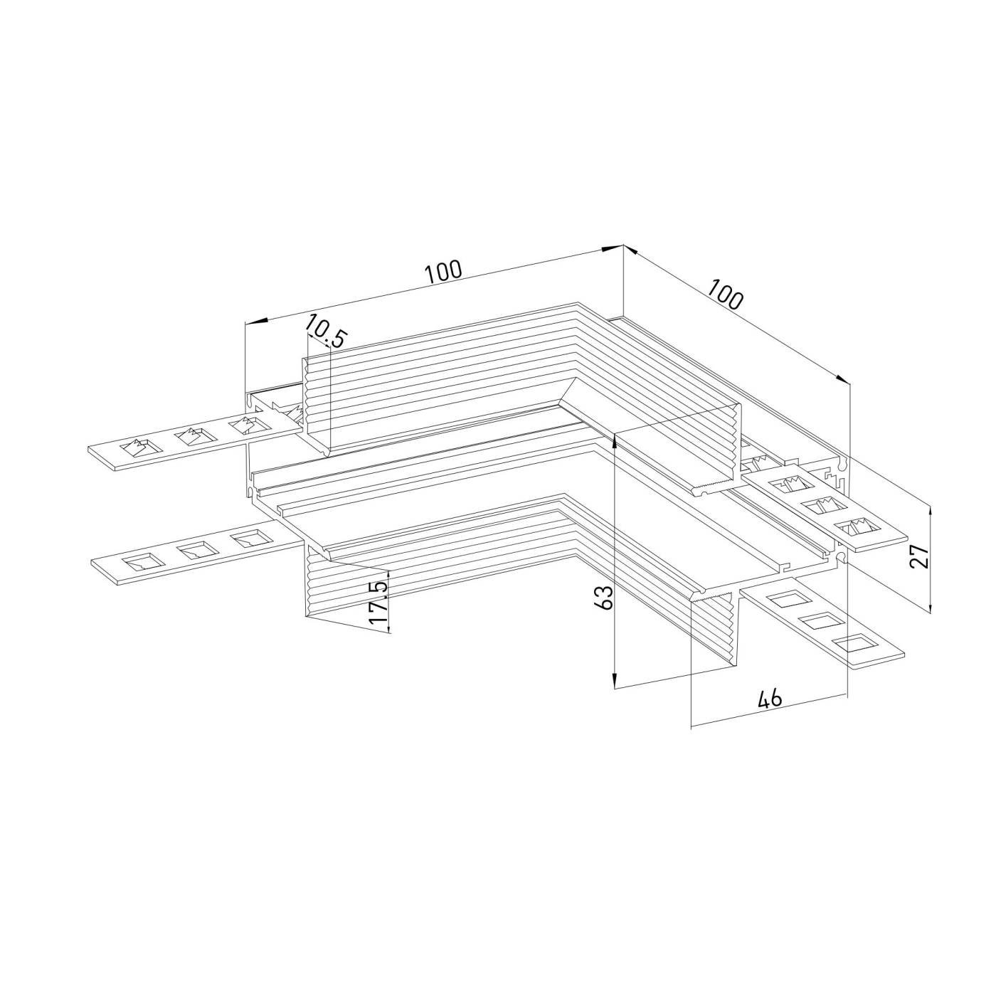 Коннектор Slim Magnetic Elektrostandard Slim Magnetic Коннектор угловой внутренний для встраиваемого шинопровода под ГКЛ 9,5мм (черный) 85213/00