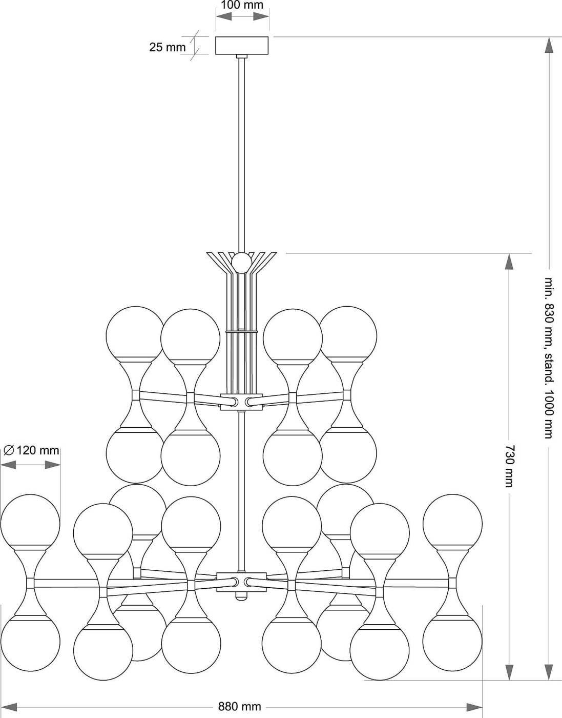 BAR-ZW-8+4(BN) Люстра на штанге Kutek Bari BAR-ZW-8+4(BN)
