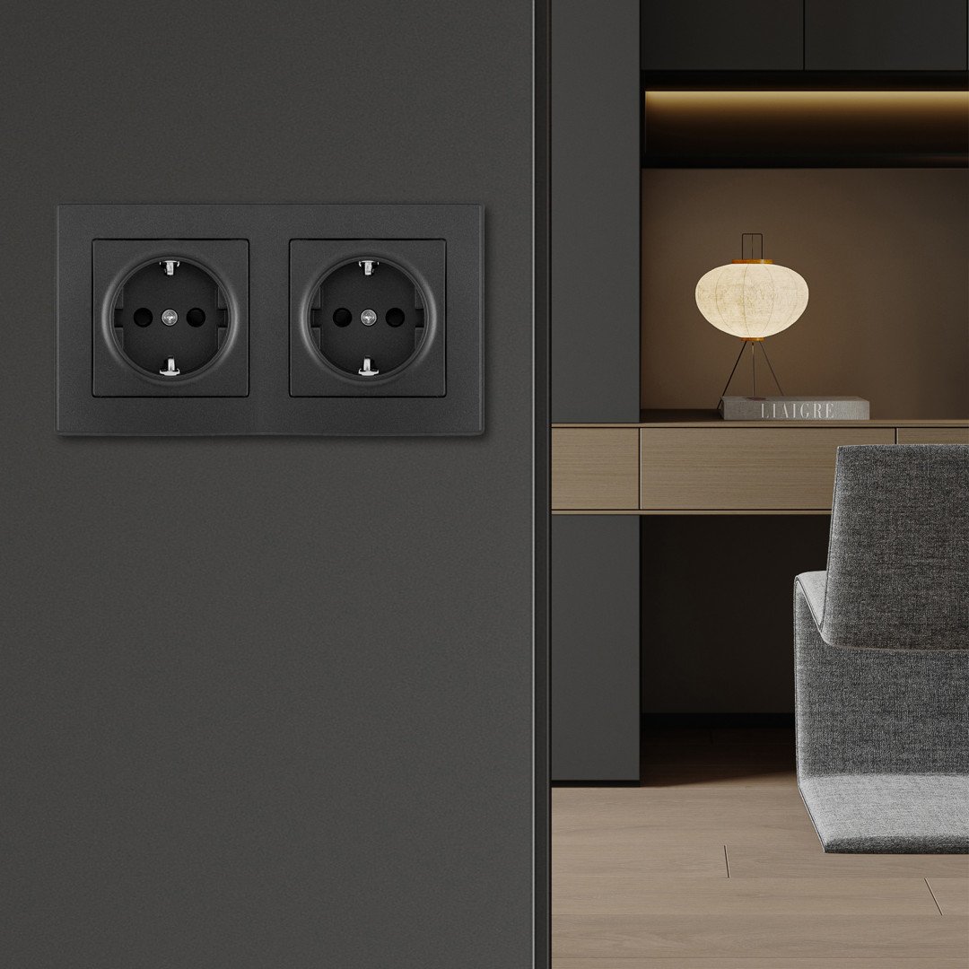 Розетка Arte Milano Set06-2 SET06-2-40-1x2 black