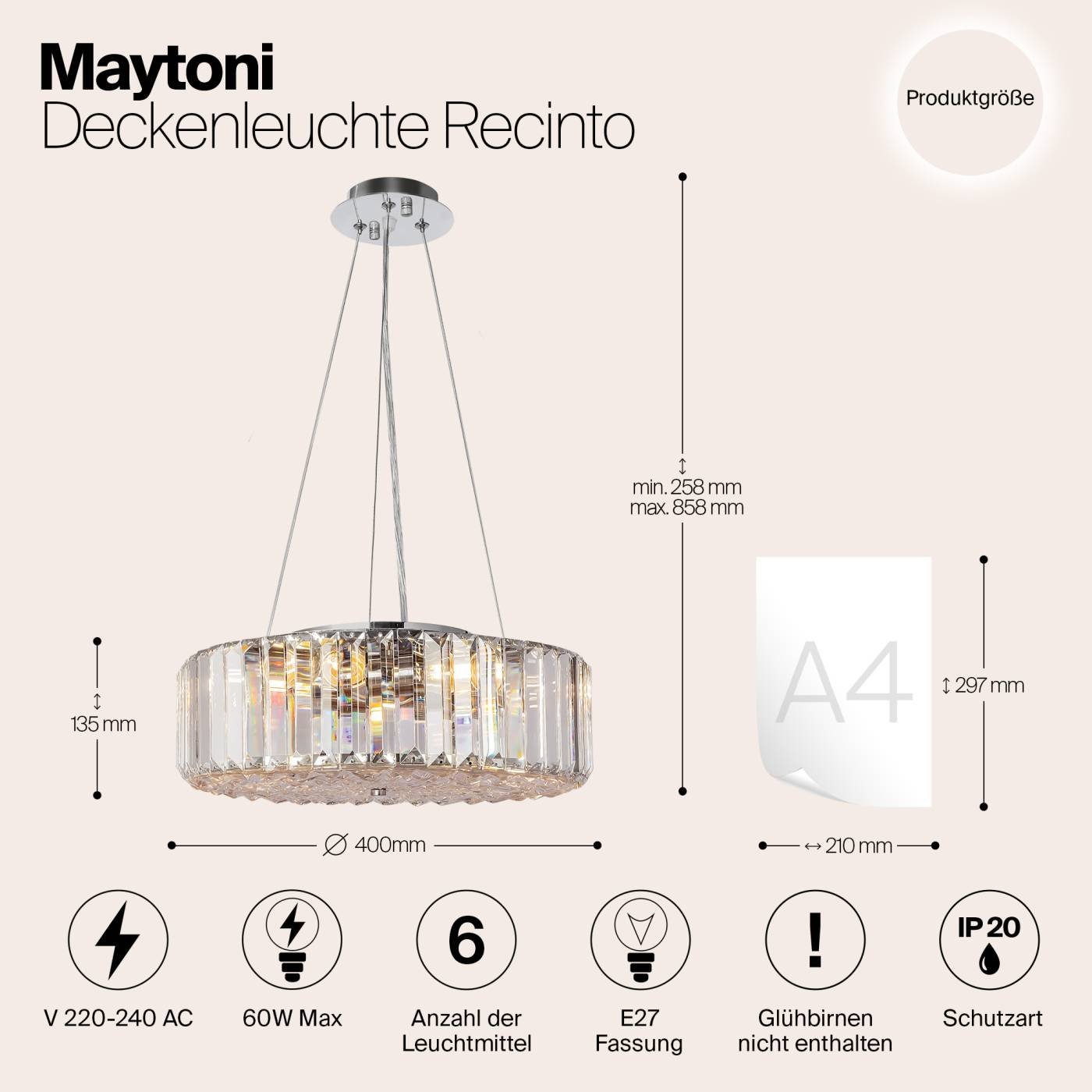 MOD080CL-06CH Подвесная люстра Maytoni Recinto MOD080CL-06CH
