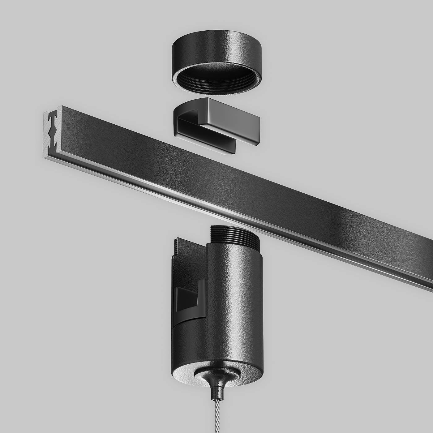 Коннектор с тросовым подвесом Tau в шинопровод Flarity Maytoni Tau TRA154SW-1B