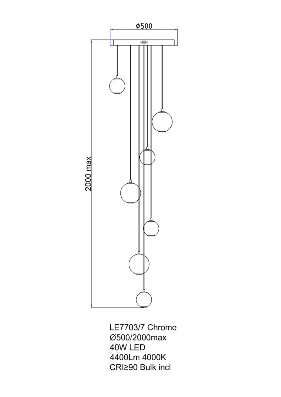 Светильник подвесной LEON Aurore LE7703/7 Chrome