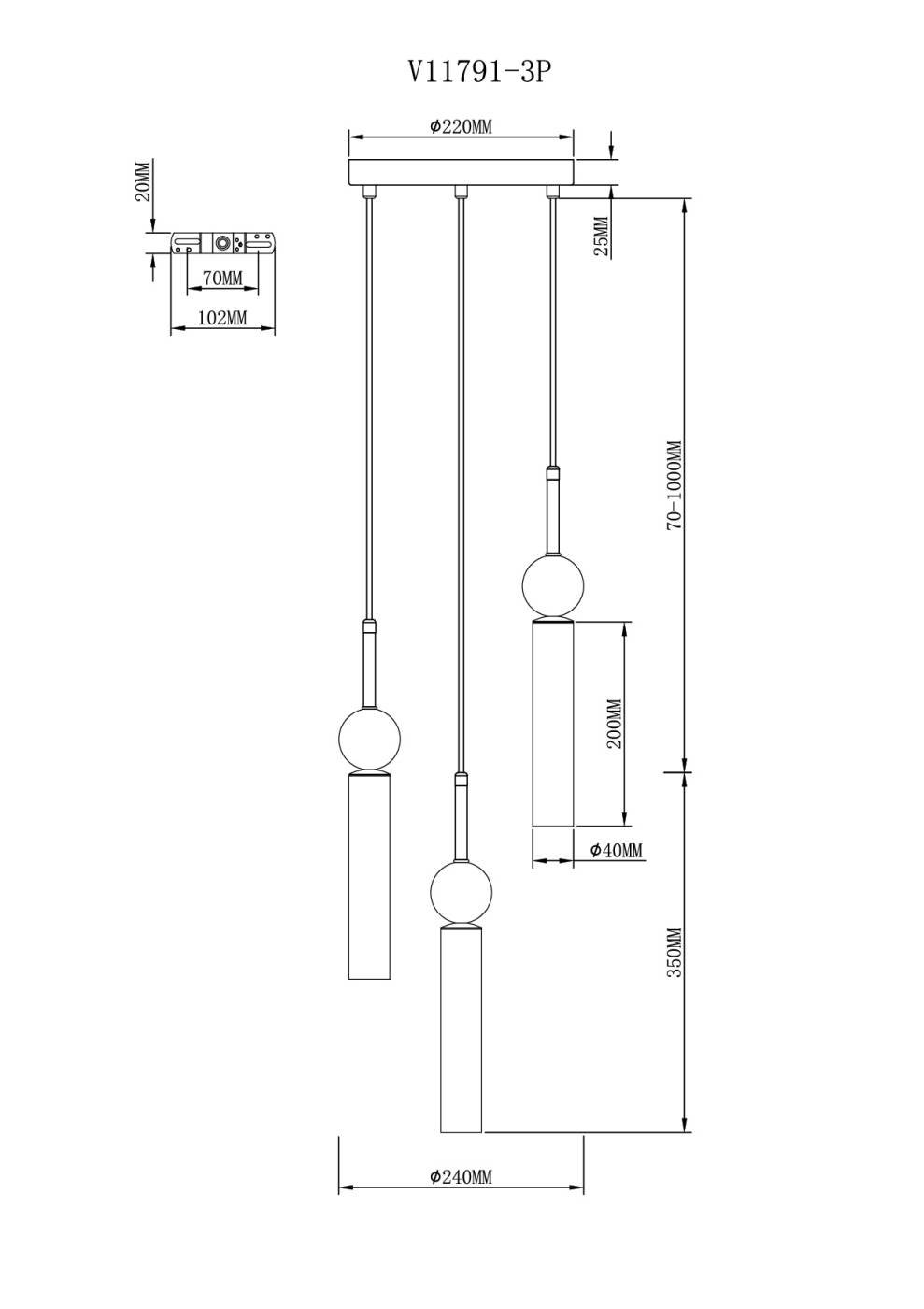 V11791-3P Светильник подвесной Moderli Illis V11791-3P
