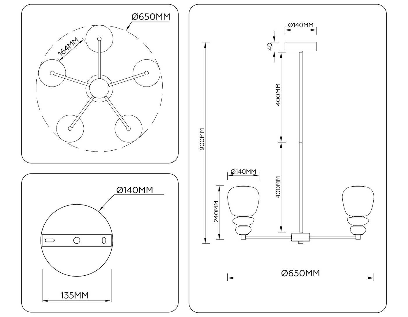 LH53164 Люстра на штанге Ambrella Ceramo Modern LH53164