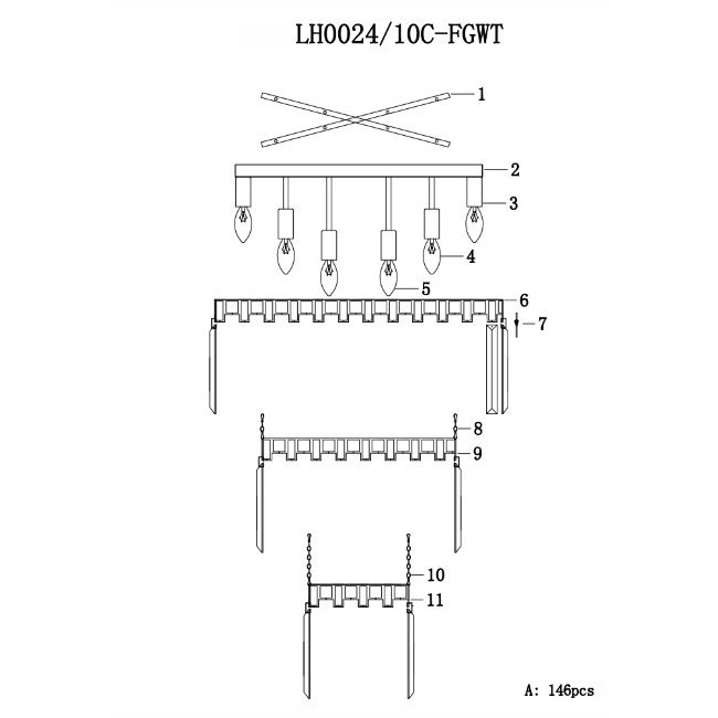 LH0024/10C-FGWT Потолочная люстра Lumien Hall Nara LH0024/10C-FGWT