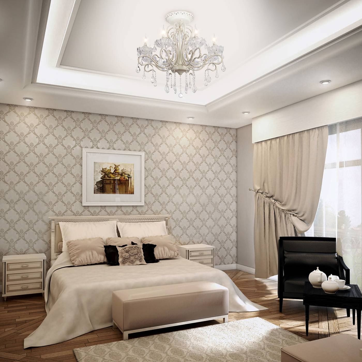 12205/8 белый Strotskis Потолочная хрустальная люстра Eurosvet Etna 12205/8 белый Strotskis