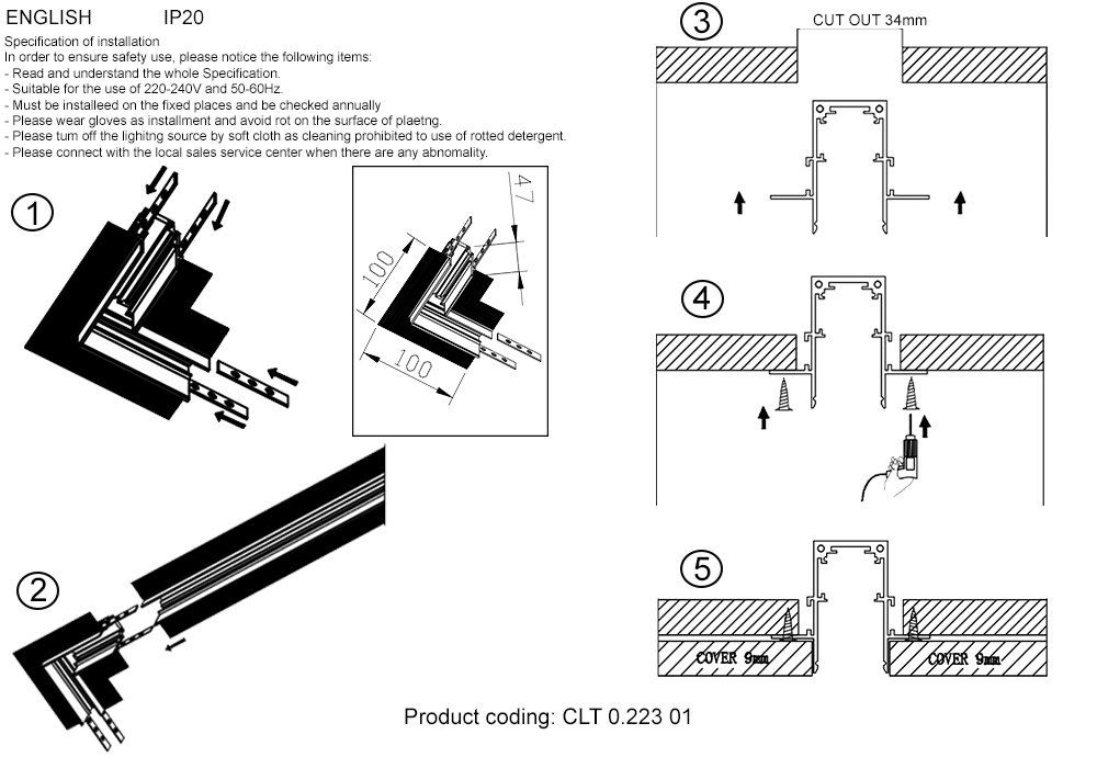 Соединитель для магнитного встраиваемого шинопровода угловой Crystal Lux CLT 0.113 CLT 0.223 01 BL