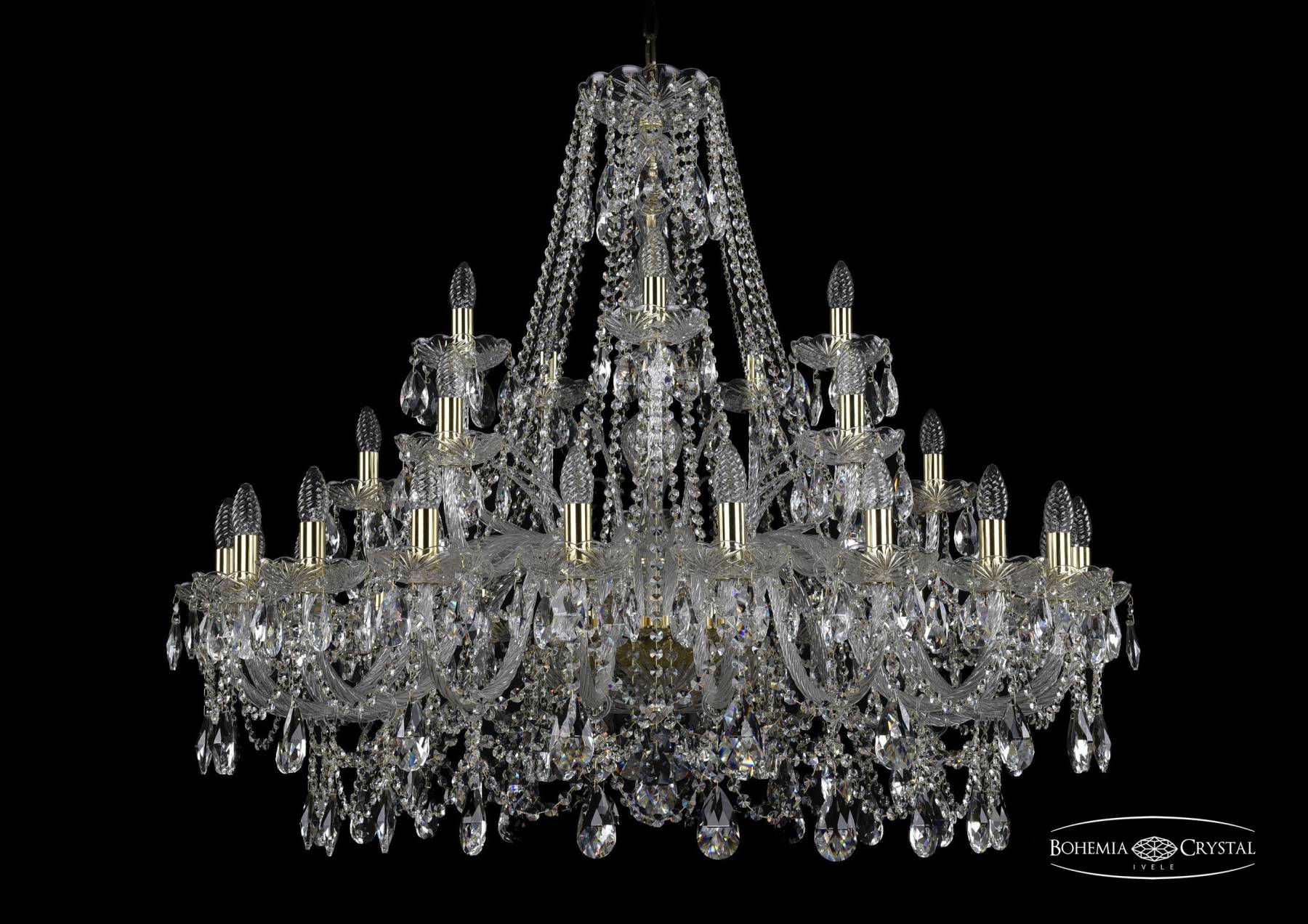 1411/20+5+5/360 G Подвесная хрустальная люстра 1411 Bohemia 1411/20+5+5/360 G