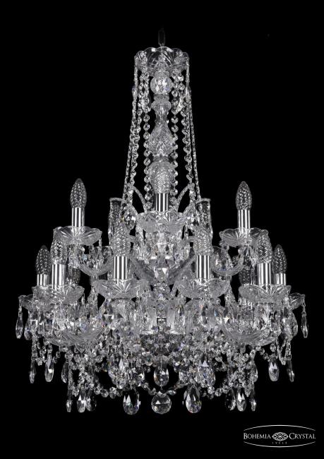 Подвесная хрустальная люстра 1411 Bohemia 1411/10+5/195/h-77/2d Ni