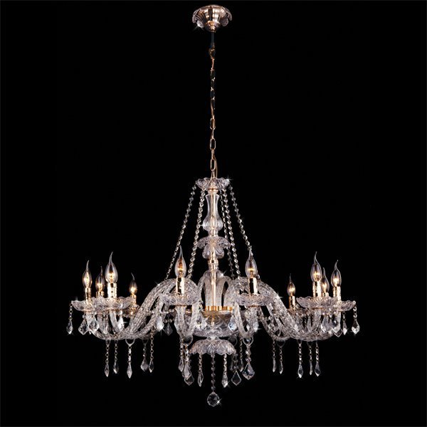 Подвесная хрустальная люстра 3500 Eurosvet 3500/12 золото/прозрачный хрусталь Strotskis