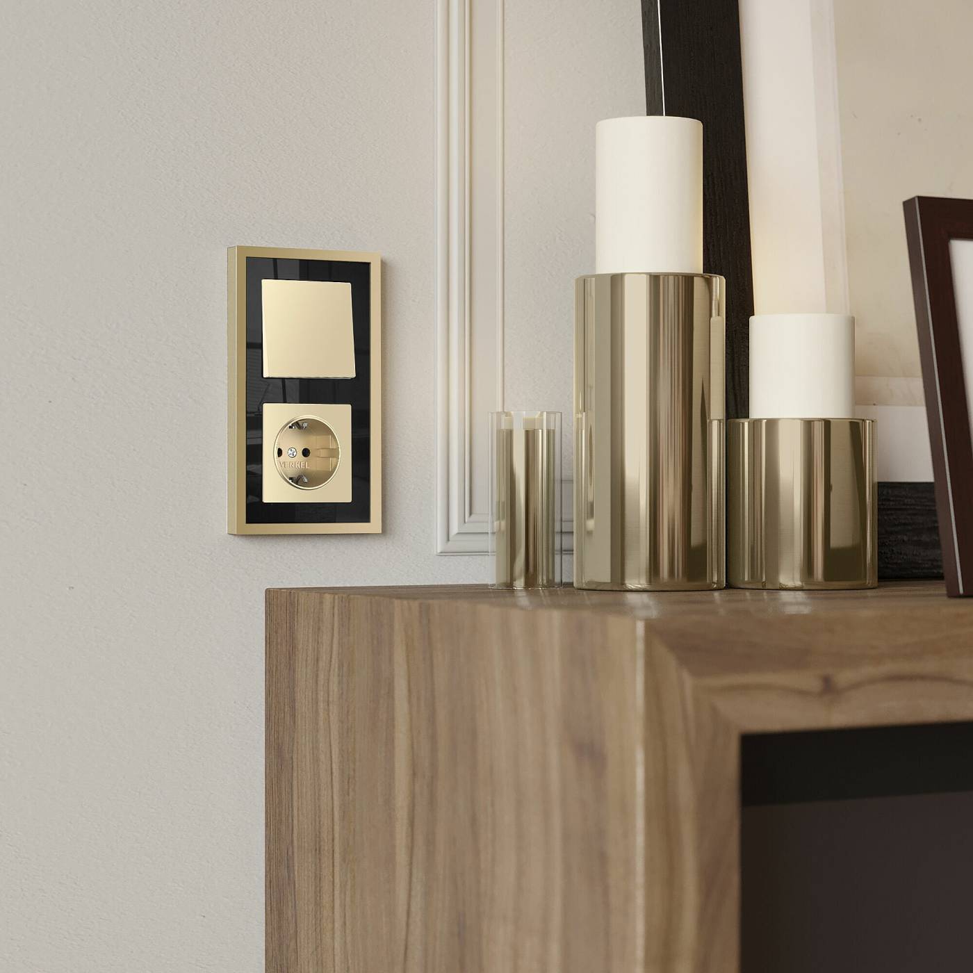 Рамка Werkel W0022852/ Рамка на 2 поста Baguette (черный/латунь)